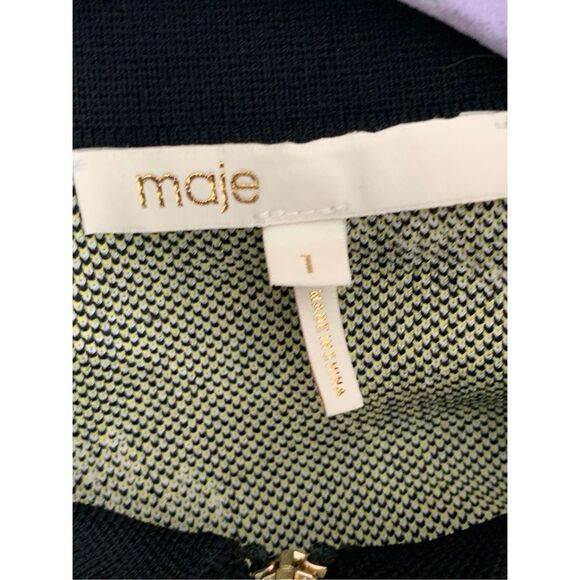 Maje Women's Black Daisy Print Jacquard Quarter Zip Polo Shirt Size 1 Sm… - Picture 10 of 16